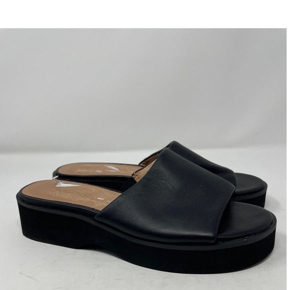 Madewell Shoes - Madewell Women's Size 8.5 Slip On Open Toe Sandals Black Low Platform Wedge Heel